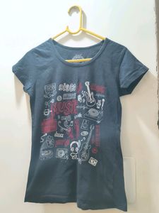 Black Front Printed Tshirt