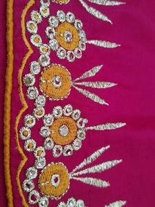Elegant Pink Embroidered Saree