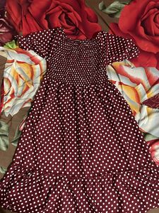 Maroon Polka Dot Dress