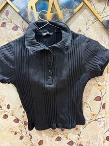 Zara Black Polo Top
