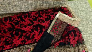 🥀🖤✨Heavy Black Embroidery Net Saree✨🖤🥀