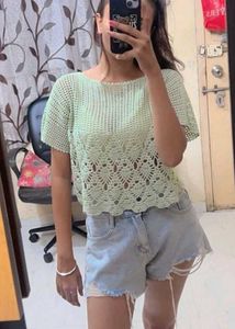 Mint Green Crocheted Top