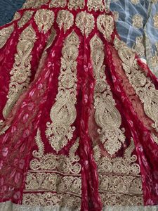 Red &amp; Gold Embroidered Lehenga Set