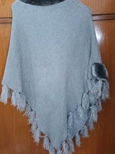 Stylish Grey Knit Poncho