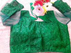 Emerald Green Embroidered Blouse