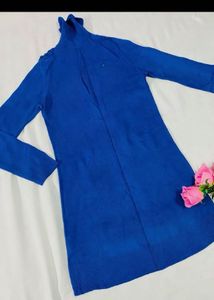 Blue Turtleneck Sweater Dress