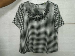 Gingham Floral Top