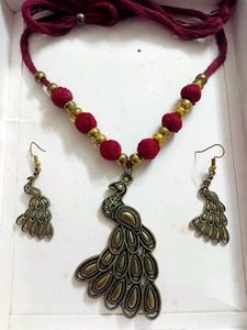 Peacock Necklace &amp; Earring Set