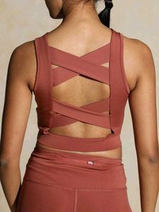 Woman Padded Cross Back Crop Top