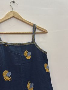 Embroidery work, navy blue dress