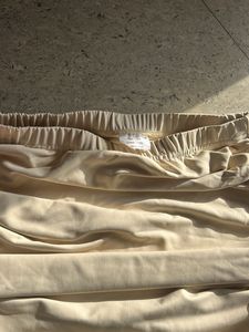 Beige Ruched Midi Skirt