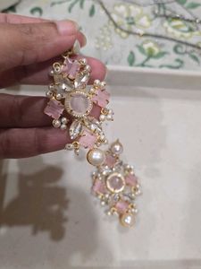Light Pink Pearl Long Earrings