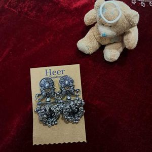 Oxidized Silver Jhumka Earrings