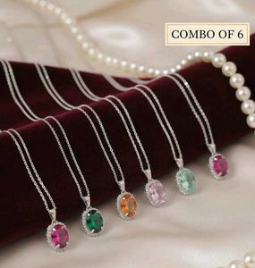 Gemstone Pendant Necklace Set of 6