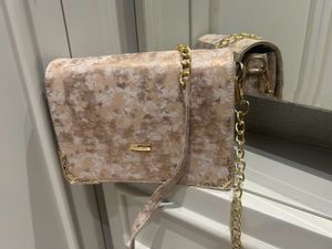 Beige &amp; Gold Sling Bag