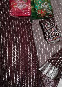 Wow!..😍Combo 2 New Chiffon Saree With Blouse