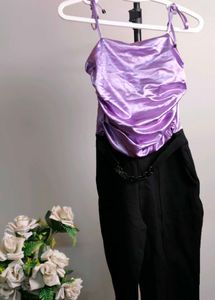 Purple Shimmer Cami & Black Pants Jumpsuit