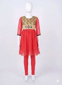 Girls' Red Party Dress with Leggings