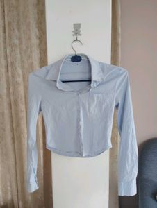 Light Blue Crop Top Shirt