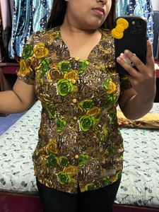 Korean Floral Print Top