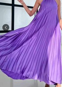 Purple Pleated Maxi Dress