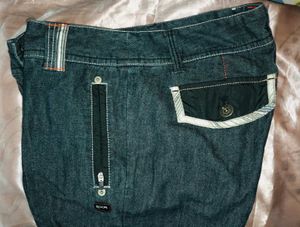 Colourblocked denim long shorts/jorts
