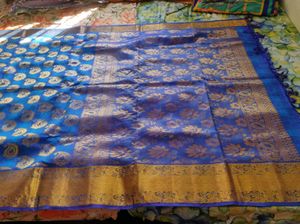 Blue &amp; Gold Silk Saree
