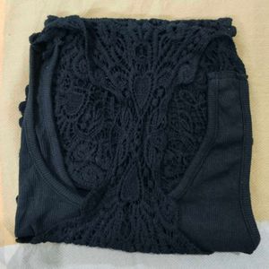 Black Tank Top with Lace Detail