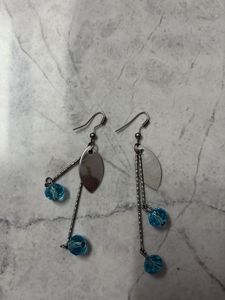 Blue Beaded Drop Earrings