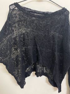 Black Sheer Knit Crop Top