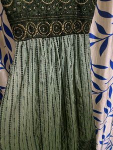 Olive Green Embellished Dress