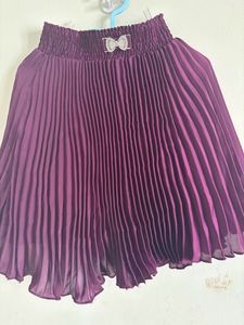 Pleated Skirt with Bow Accent For Kids