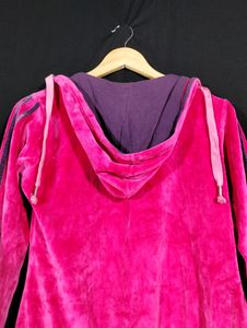 Pink Velour Zip Up Hoodie