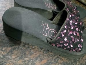 Sparkly Black Flip Flops