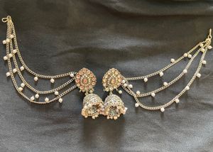 Earrings with Hair Chain