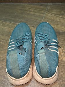 Teal Knit Sneakers