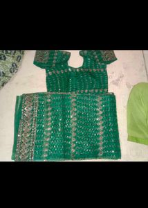 Emerald Green Sequined Sari
