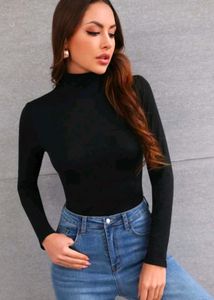 Black Turtleneck Long Sleeve Top