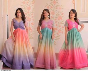 Pink &amp; Teal Ombre Gown