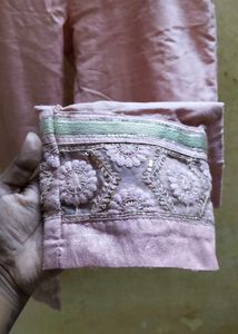 Elegant Pink Embroidered Kurta Full Set