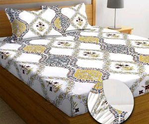 Cotton Elastic Fitted Double Bedsheet