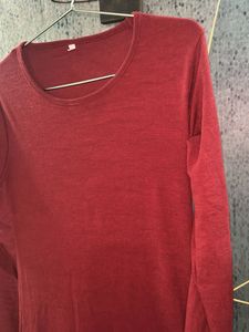 Maroon Long Sleeve Dress