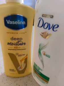 Empty Dove Shampoo And Vaseline Cream Bottle