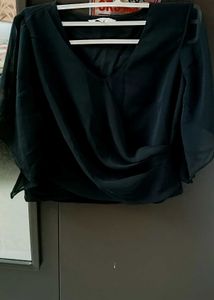Chic Black V- Neck Wrap Top