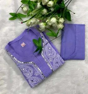 Embroidered Lavender Kurta Set