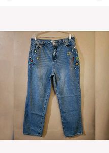 Embroidered Denim Jeans