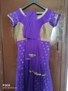 Purple Netted Kurti With Netted Dupatta