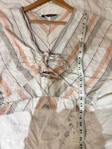 Zara Striped Tie-Front Crop Top
