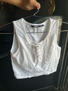 Stylish White Lace-Up Crop Top by NUON