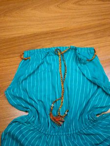 Striped Teal Jumpsuit